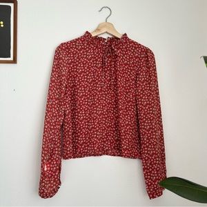 Forever 21 retro floral high neck prairie blouse